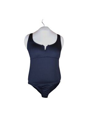 Anne Cole Black One-Piece Swimsuit Medium Keyhole Neckline NO TAGS